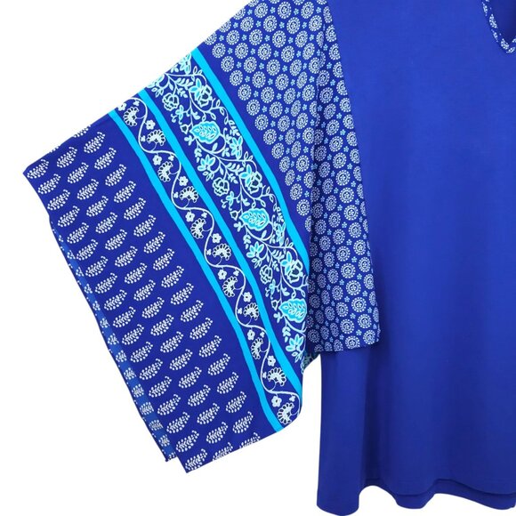 Chicos Pullover Top Womens 2 US L Paisley Handkerchief Batwing Sleeve Keyhole - Picture 11 of 16